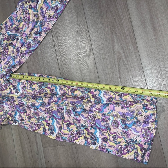 NEW LA PORTE Multicolor Swirl Print Linen Shirt Top Paperbag Pants Set Small S - Picture 5 of 16